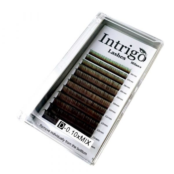 Ciglia extension colorate Box 0.10CC/D MIX (green black) linee 12