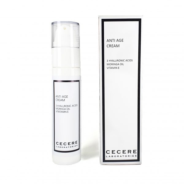 Cecere Laboratories | Crema Anti Age | 50ml | 3 Acidi Ialuronici | Olio di Moringa | Microalghe Clorella | Vitamina E