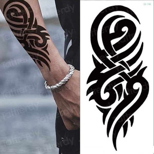 TATTRENDY – 10Pcs Temporary Tattoo Sticker Flower Peony Rose Sketches Tattoo Designs Sexy Girls Model Tattoos Arm Leg Black Henna Stickers Women