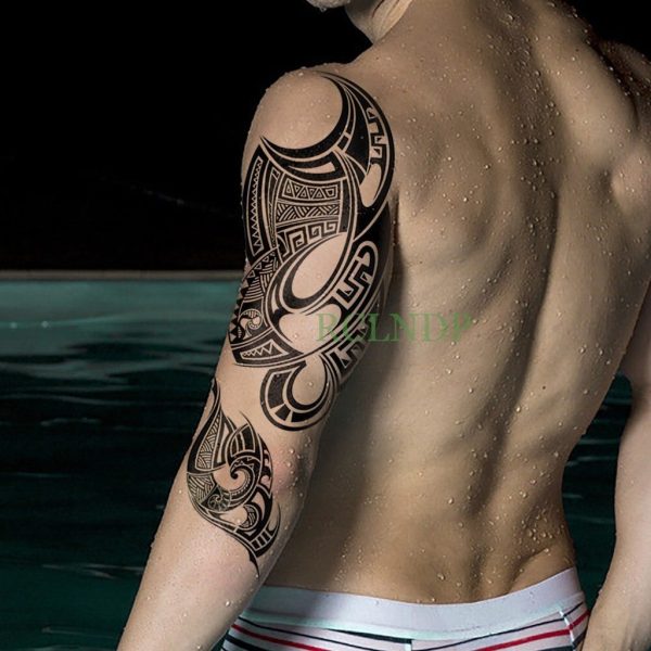 10 Pcs Waterproof Temporary Tattoo Sticker Tribal Totem Fake Tatto Flash Tatoo on Body Back Leg Arm Belly Large Size for Women Men Girl
