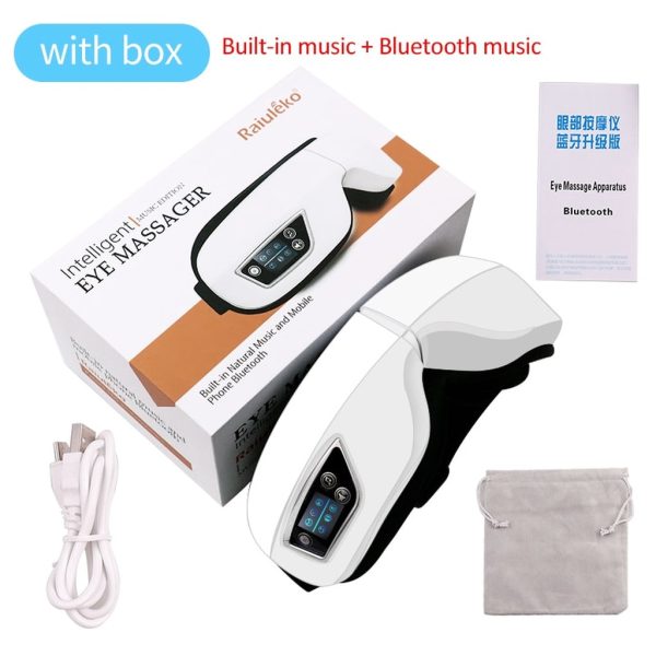 Electric Vibration Bluetooth Eye Massager Eye Care Device Wrinkle Fatigue Relieve Vibration Massage Hot Compress Therapy Glasses With box