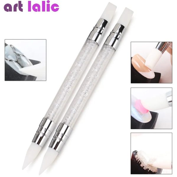 ART LALIC – Originals 10 Pcs Dual-Ended Nail Art Silicone Sculpture Pen 3D Carving DIY Glitter Powder Liquid Manicure Dotting Brush Nail Tips Tool
