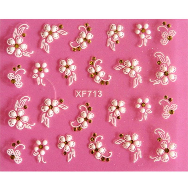10 Pcs Lovely 3D Flower Design Water Transfer Nails Art Sticker Decals Girl Women Manicure Tools Nail Wraps Decals XF713
